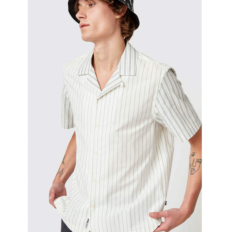 WOOD WOOD Camisa Brandon - Off White Stripes