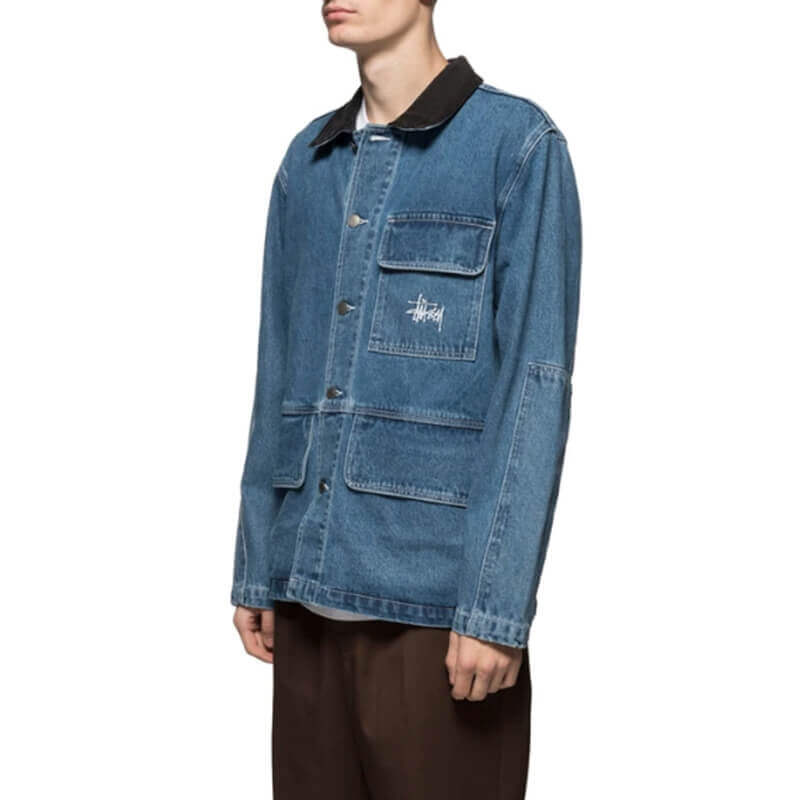 blue denim chore coat