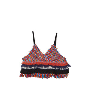 STAND ALONE Tweed Fringe Bustier - Red