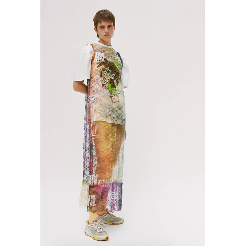 ARIES Pleated Lace Maxi Shift Dress - Multi