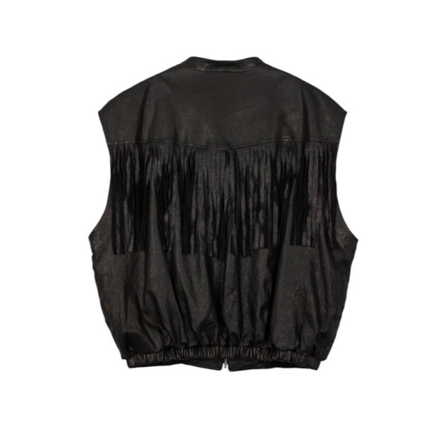 STAND ALONE Fringe Leather Vest - Black