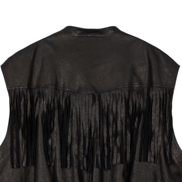 STAND ALONE Fringe Leather Vest - Black