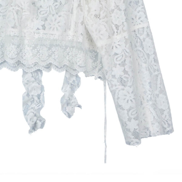 STAND ALONE Blusa Mixed Lace Tie - White