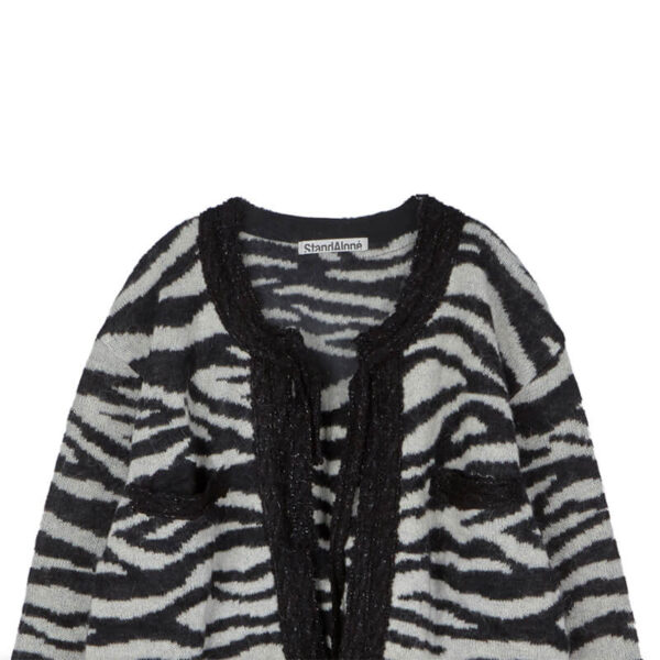 STAND ALONE JACQUARD WOOL CARDIGAN ZEBRA