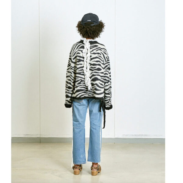 STAND ALONE JACQUARD WOOL CARDIGAN ZEBRA