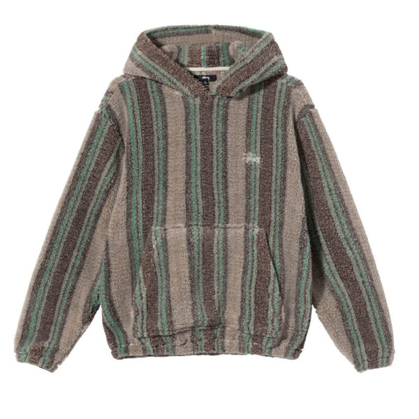 STUSSY STRIPE SHERPA HOODIE