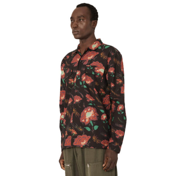 YMC Feathers Floral Shirt - Black
