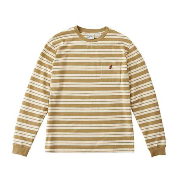 GRAMICCI Striped One Point LS Tee - Brown x Ivory