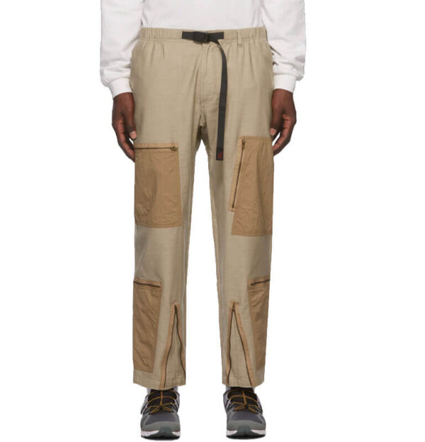 Back Satin Parachute Pants - Beige