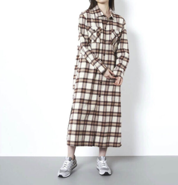 Flannel Dress - Beige