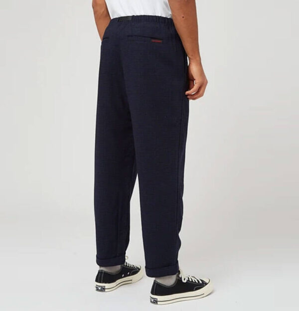 GRAMICCI WOOL TUC TAPERED PANTS NAVY CHECK