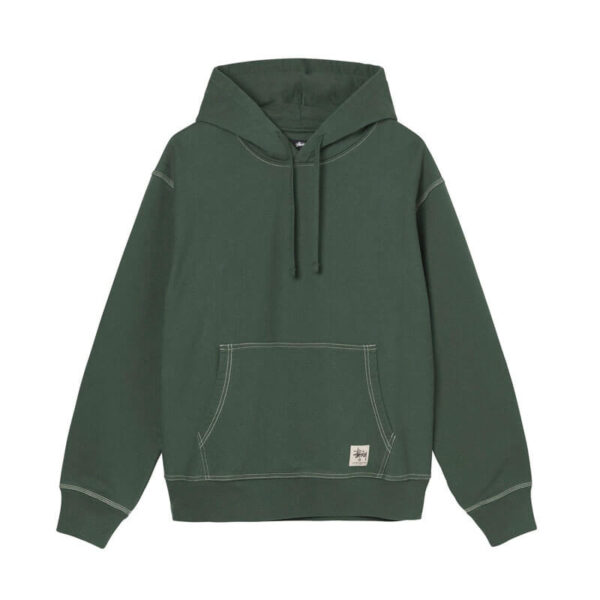 STUSSY Contrast Stitch Label Hood - Forest