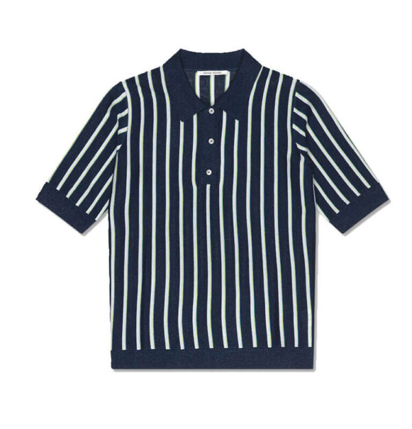 WOOD WOOD Janine Metalic Stripe Polo - Navy