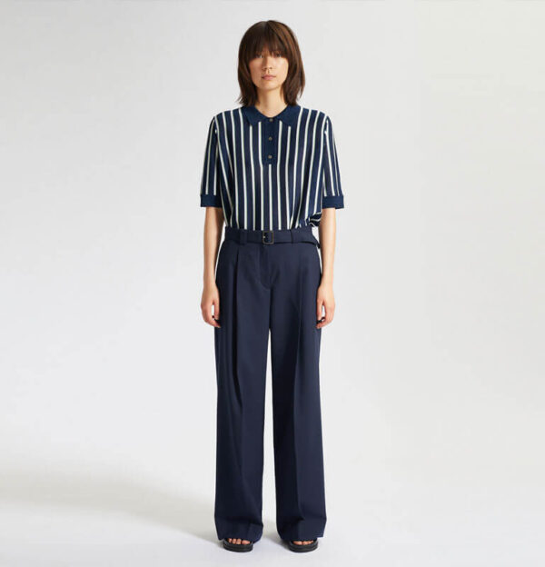 WOOD WOOD Janine Metalic Stripe Polo - Navy