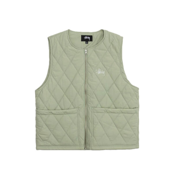 STUSSY Chaleco Quilted Diamond - Sage Green
