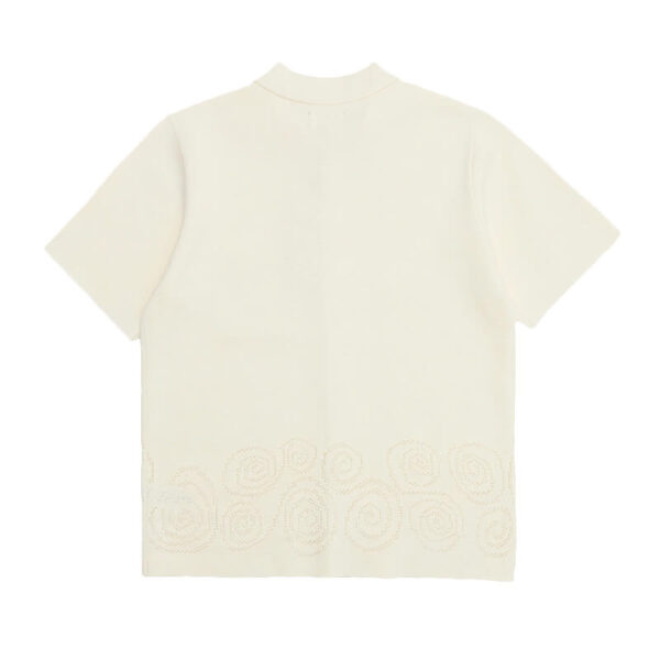 STUSSY PERFORATED SWIRL KNIT SHIRT NATURAL