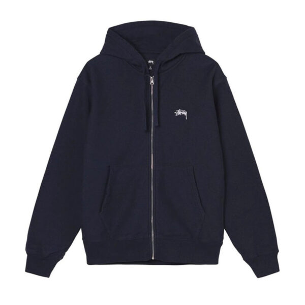 STUSSY STOCK LOGO ZIP HOOD NAVY