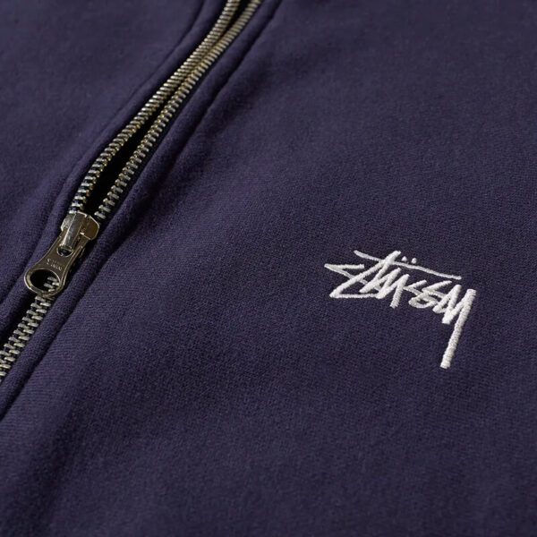 STUSSY STOCK LOGO ZIP HOOD NAVY