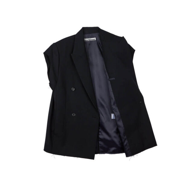 Cuff Off Sleeve Hem Jacket - Black