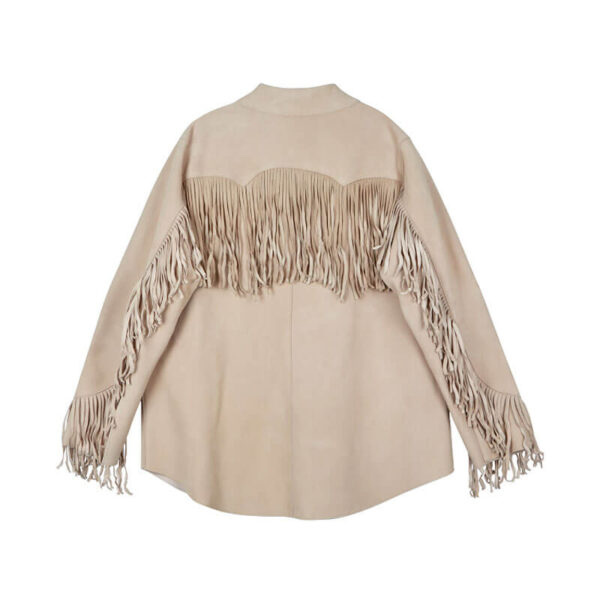 Fringe Suede Shirt Jacket - Beige