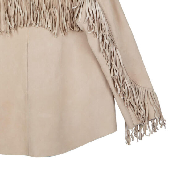 Fringe Suede Shirt Jacket - Beige