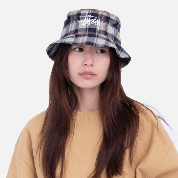 Earth Plaid Bucket Hat - Navy
