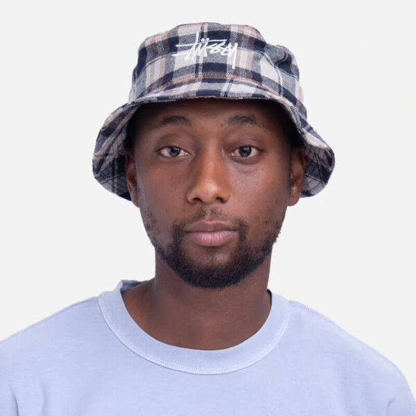Earth Plaid Bucket Hat - Navy