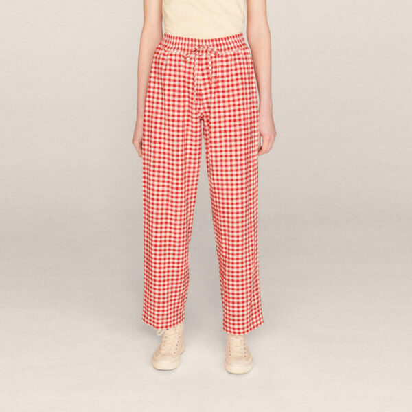 YMC Alva Gingham Trousers – Ecru / Red