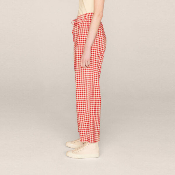 YMC Alva Gingham Trousers – Ecru / Red