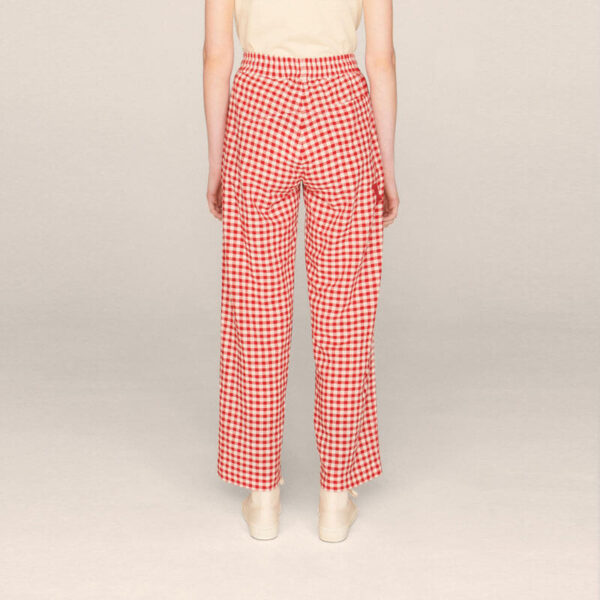 YMC Alva Gingham Trousers – Ecru / Red