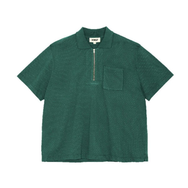 YMC Polo Frat Perforated Zip - Green