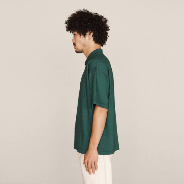 YMC Frat Perforated Zip Polo – Green