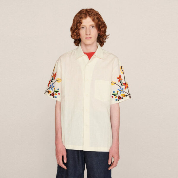 YMC Idris Embroidered Shirt – Ecru