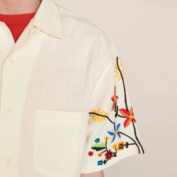 YMC Idris Embroidered Shirt – Ecru