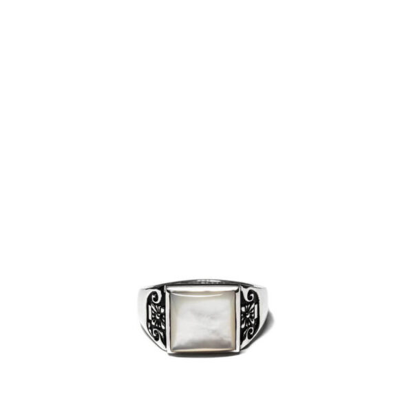 MAPLE Co. JEWELLERY Collegiate Ring - Silver / Mother of Pearl