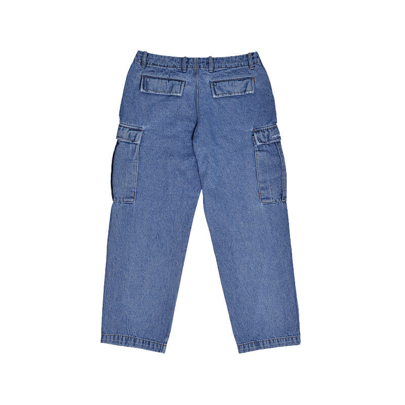 POP TRADING CO. Denim Cargo Pants - Dark Stonewash | TheRoom