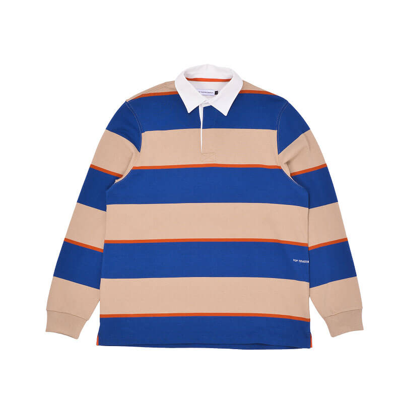 POP TRADING CO. Striped Rugby Polo - White Pepper | TheRoom