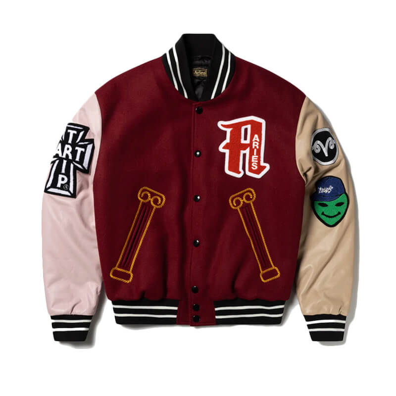 ARIES VARSITY JACKET PINK - RESERVOIR STORE