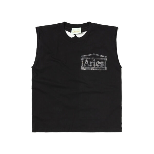 aries diamante slash back shrunken vest black 1