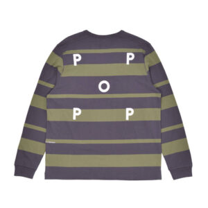 POP-TRADING-CO_Stripe-Logo-LS-T-shirt_Olivine