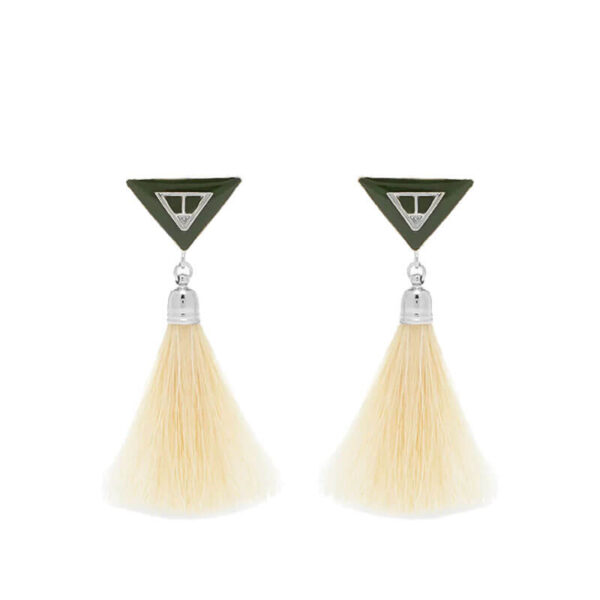 TOGA_Triangle-Fringe-Earrings_Green