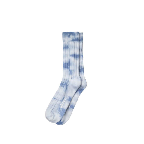 stussy dyed ribbed crew socks blue 1