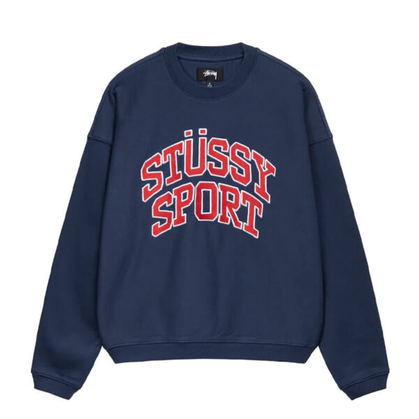 stussy relaxed oversized crew navy 1