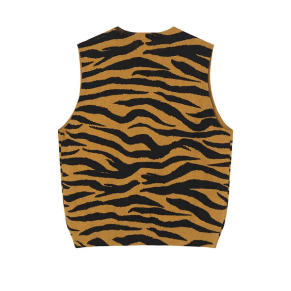 stussy tiger print sweater vest mustard 2