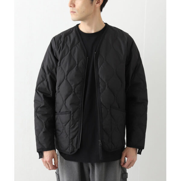 Military Zip V-Neck Jacket - Black