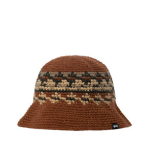 STUSSY fairisle bucket hat brown 1