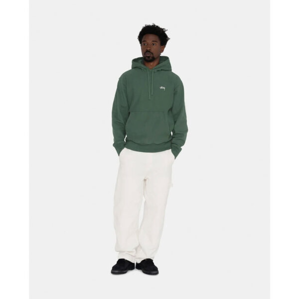 STUSSY overdyed stock logo hoodie forest 3