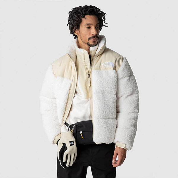 TNF high pile nuptse jacket gardenia white 4