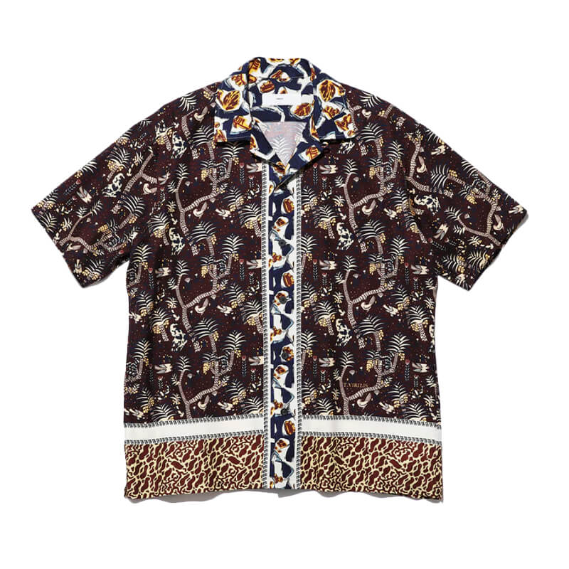 TOGA ARCHIVES Cupra Cotton Print Shirt - Dark Red | TheRoom