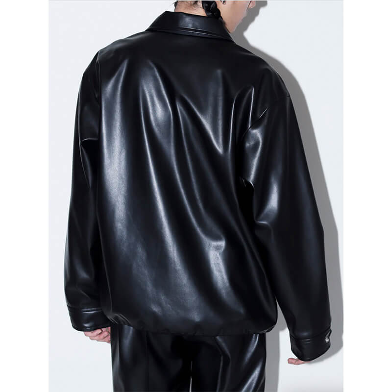 Fake Leather Blouson - Black
